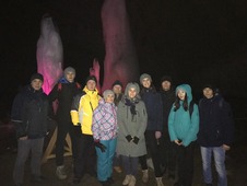 Молодые специалисты и пенсионеры предприятия в Аскынской ледяной пещере